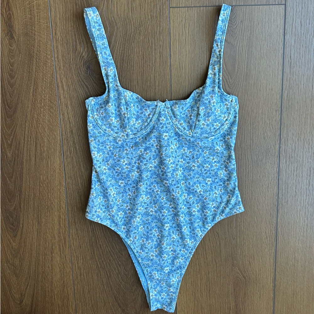 Abercrombie & Fitch Blue Floral One Piece Baby Blue Swimsuit